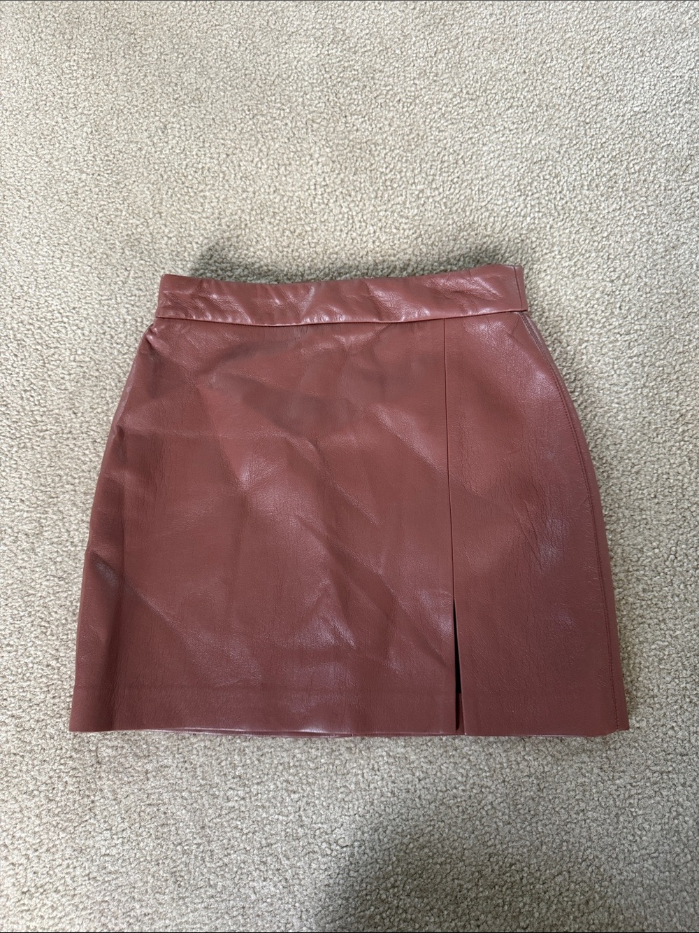 NWT Wilfred Faux Leather Mini Skirt in Rust